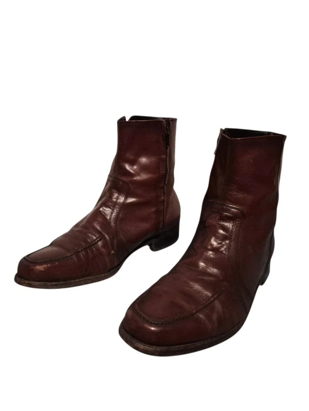 Vintage Florsheim Leather Side-Zip Moc-Toe Moto Dress Boots Men's Size 9.5E